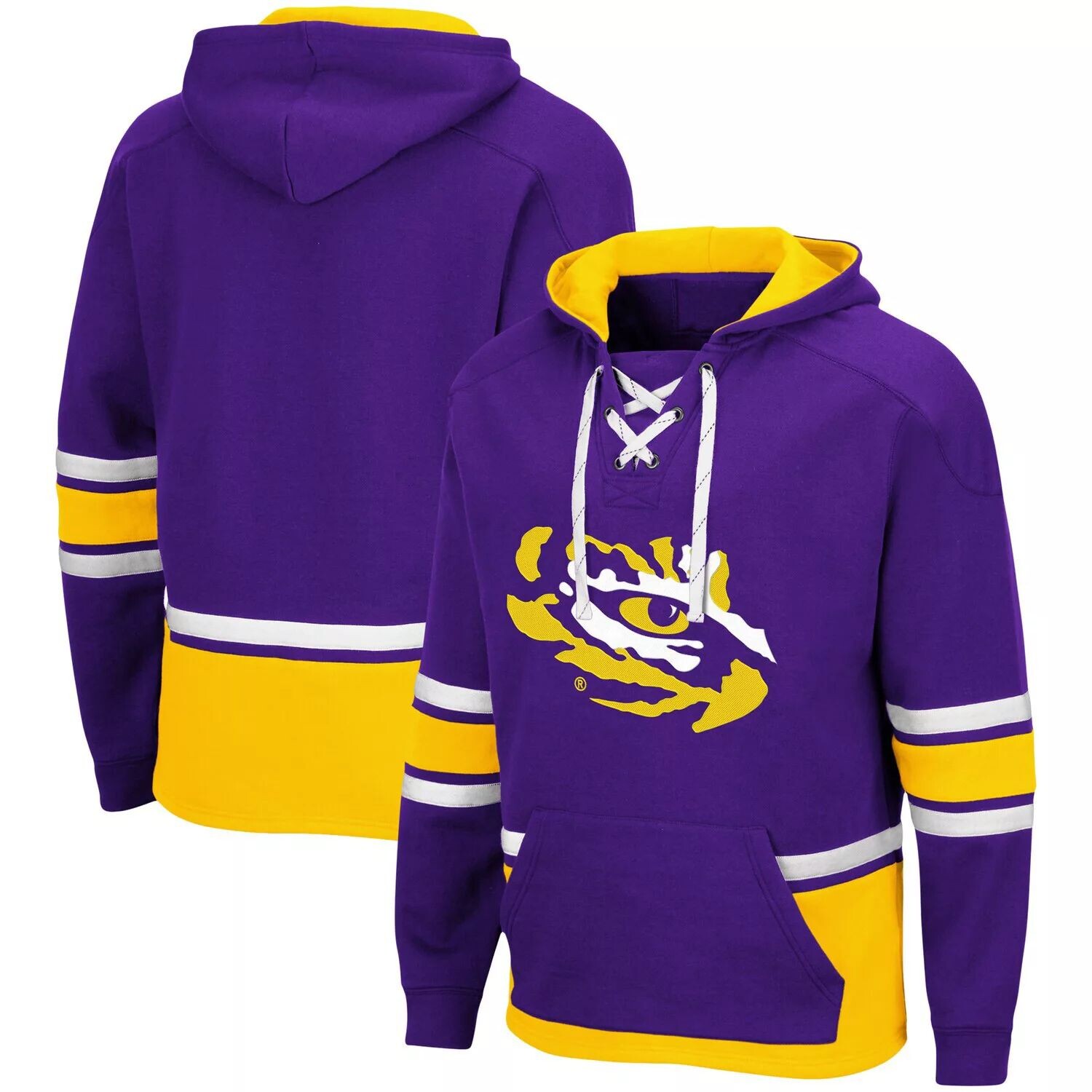 Мужской фиолетовый пуловер с капюшоном LSU Tigers Hockey 3.0 Colosseum 
Мужской фиолетовый пуловер с капюшоном LSU Tigers Hockey 3.0 Colosseum