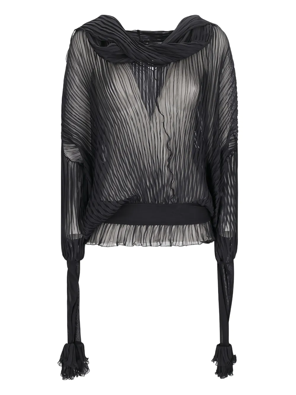 Плиссированная блузка с оборками BLUMARINE, черный 
Плиссированная блузка с оборками BLUMARINE, черный