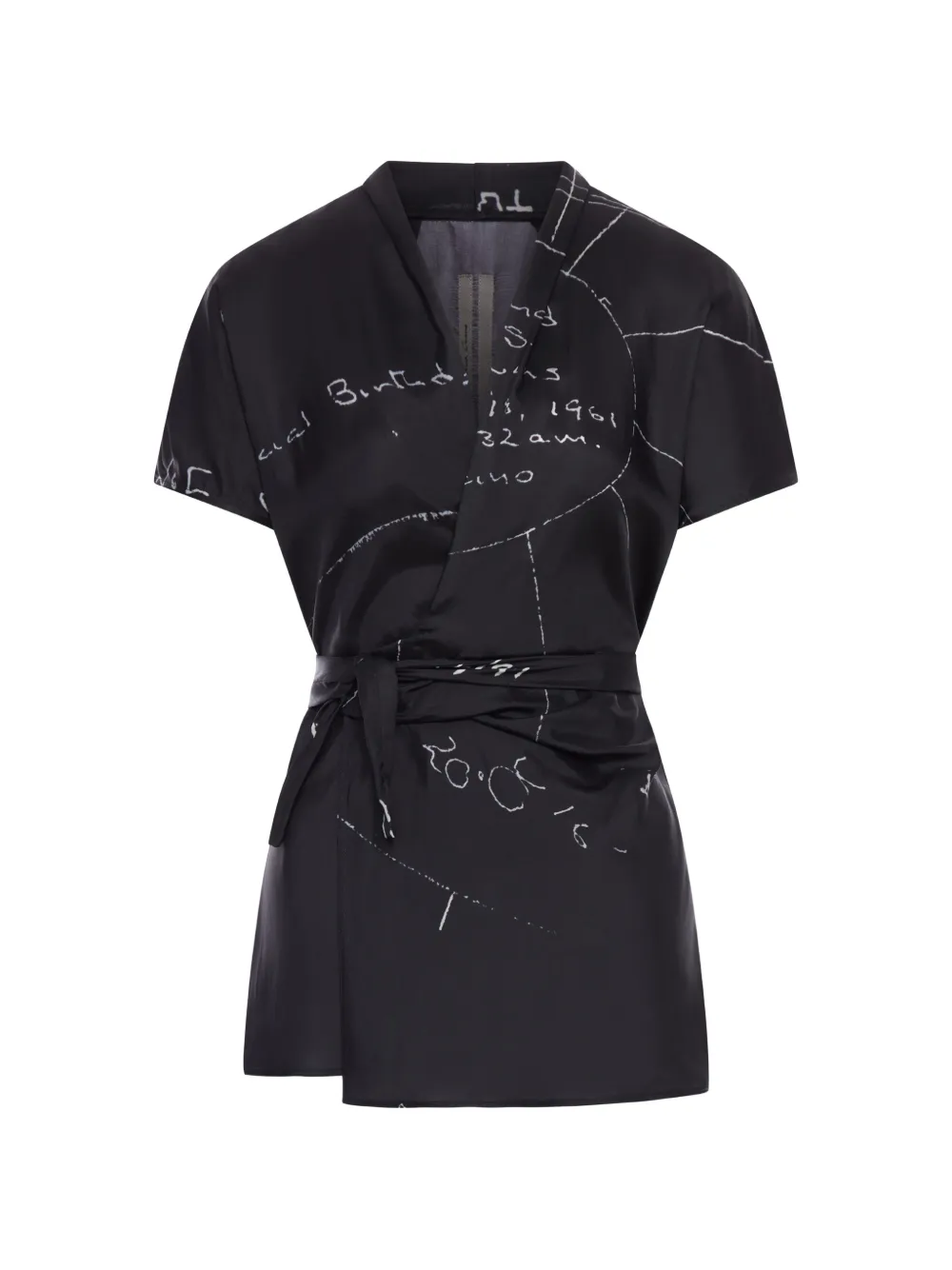 Блузка из вискозы с принтом и поясом на талии Rick Owens, черный
Блузка из вискозы с принтом и поясом на талии Rick Owens, черный