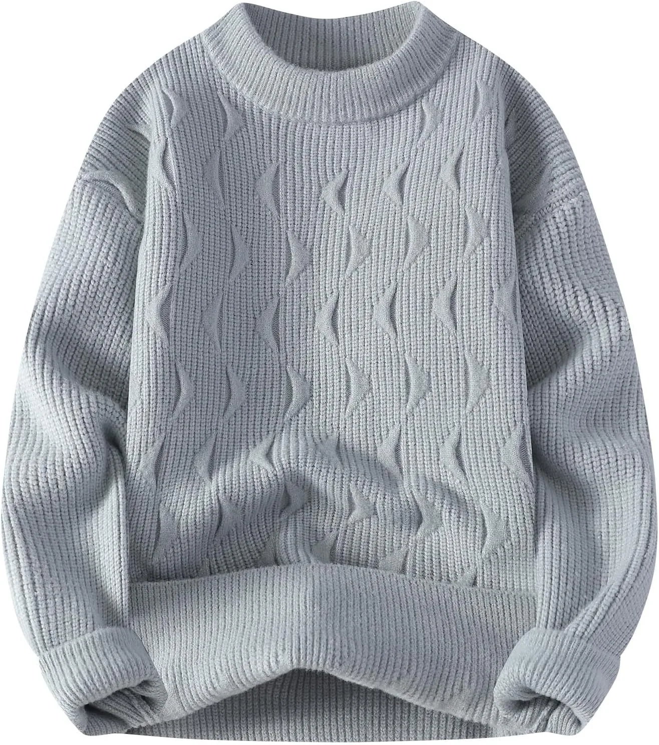 Мужской вязаный пуловер с круглым вырезом и длинными рукавами
Мужской вязаный пуловер с круглым вырезом и длинными рукавами