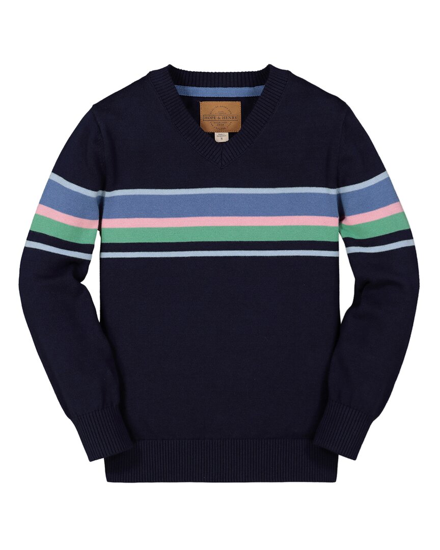 Hope & Henry Классический свитер с V-образным вырезом, синий 
Hope & Henry Классический свитер с V-образным вырезом, синий