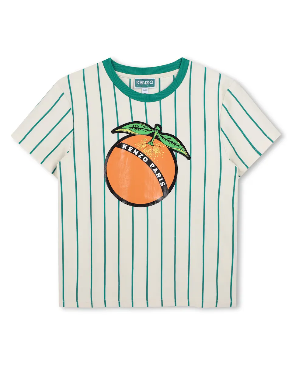 Футболка мальчика в полоску из хлопка с иллюстрацией спереди Kenzo Kids, зеленый
Футболка мальчика в полоску из хлопка с иллюстрацией спереди Kenzo Kids, зеленый