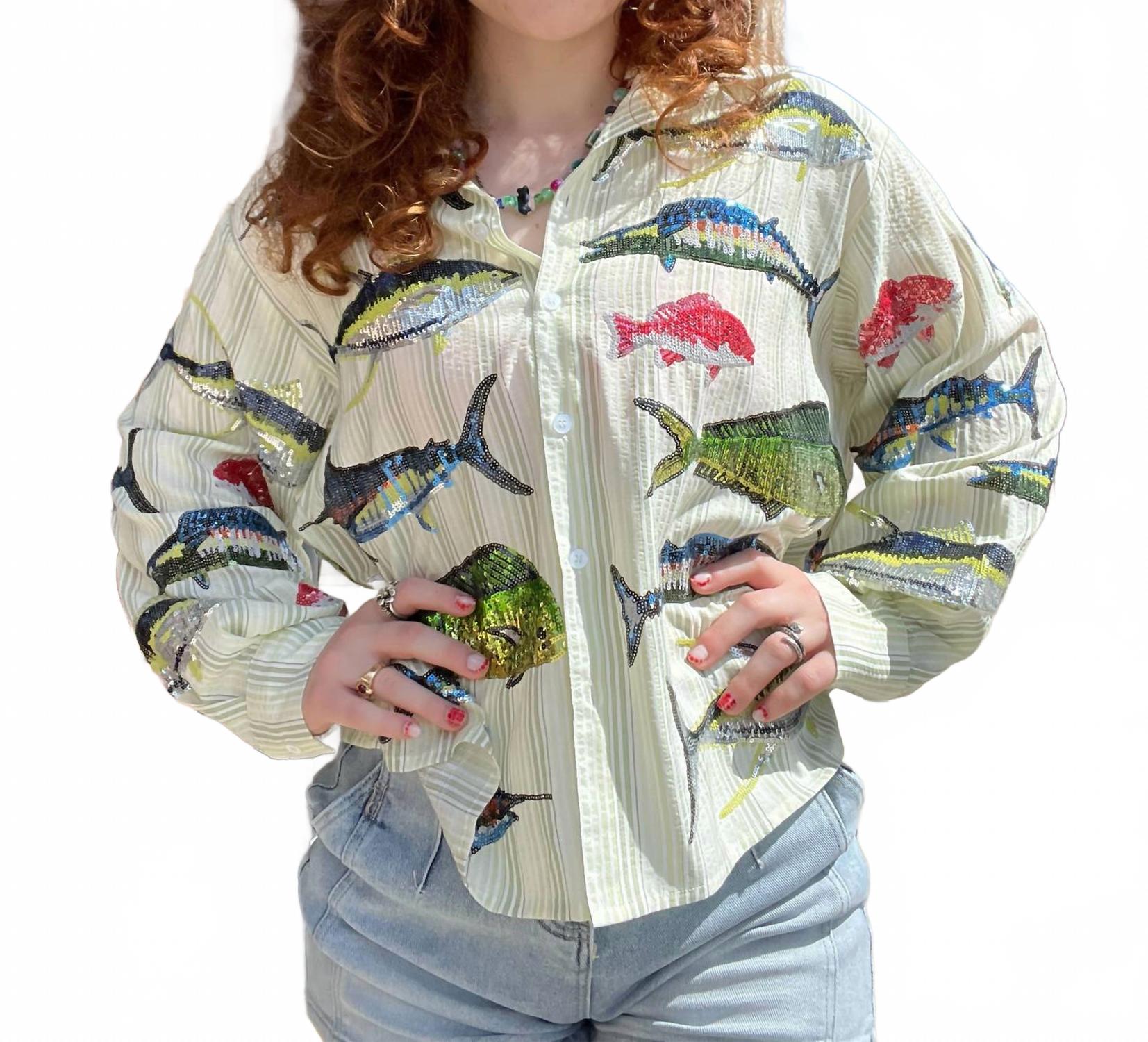 Топ с воротником-стойкой «рыбка» в зеленую полоску QUEEN OF SPARKLES 
Топ с воротником-стойкой «рыбка» в зеленую полоску QUEEN OF SPARKLES