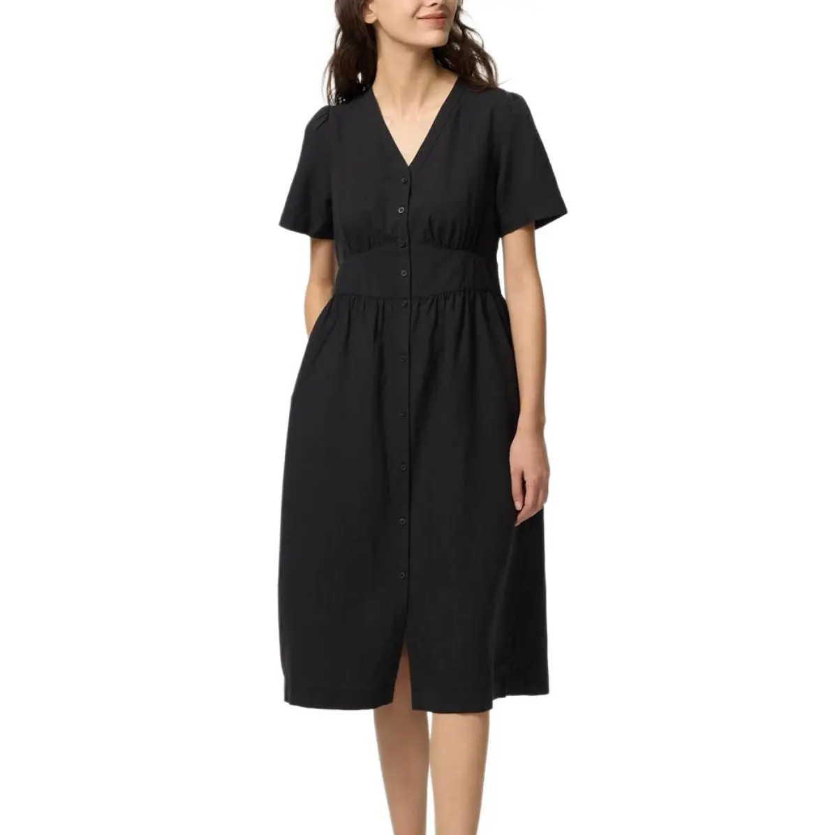 UNIQLO Женское черное платье с коротким рукавом
UNIQLO Женское черное платье с коротким рукавом