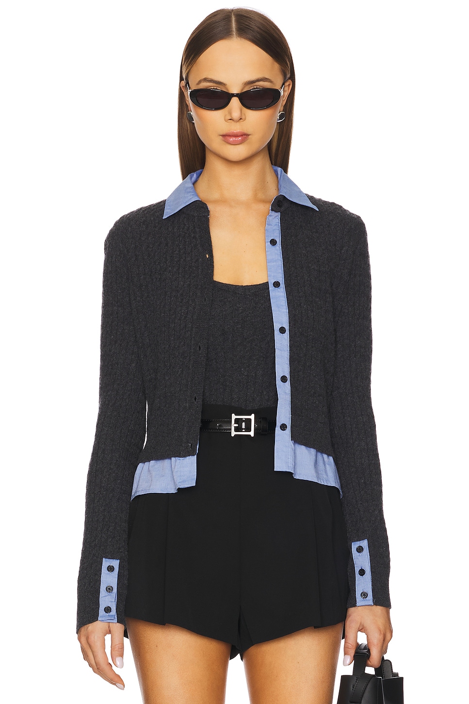 Кардиган из смешанных материалов с кабельным узором Naadam, smoke
Кардиган из смешанных материалов с кабельным узором Naadam, smoke