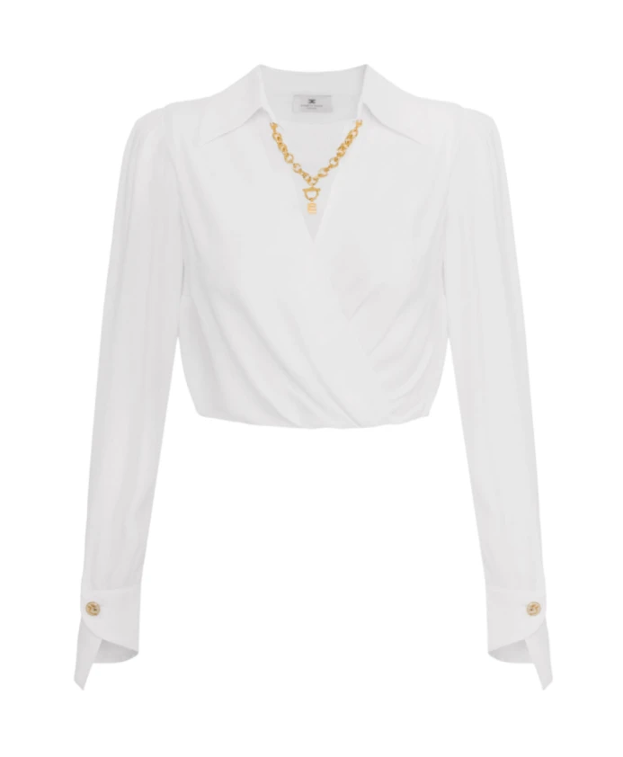 Рубашка цвета слоновой кости с подплечниками Elisabetta Franchi, белый
Рубашка цвета слоновой кости с подплечниками Elisabetta Franchi, белый