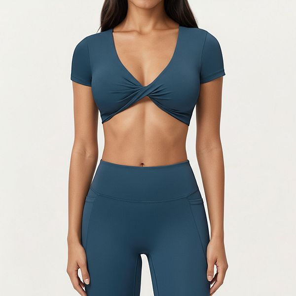 Женский короткий топ с V-образным вырезом и перекрученным передом Anna-Kaci, Teal
Женский короткий топ с V-образным вырезом и перекрученным передом Anna-Kaci, Teal