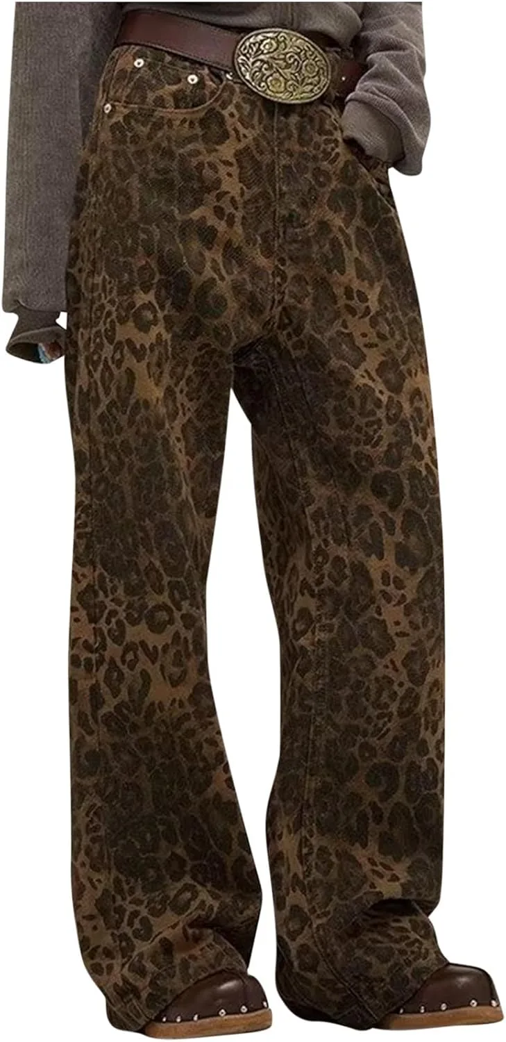 Джинсы для женщин High Waist Leopard Print Y2k Oversized Wide Leg
Джинсы для женщин High Waist Leopard Print Y2k Oversized Wide Leg
