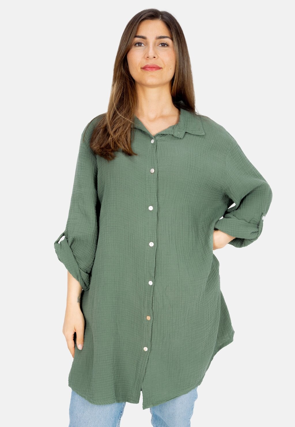 Блузка-рубашка Jessy Oversized Seasons Of April, цвет khaki
Блузка-рубашка Jessy Oversized Seasons Of April, цвет khaki