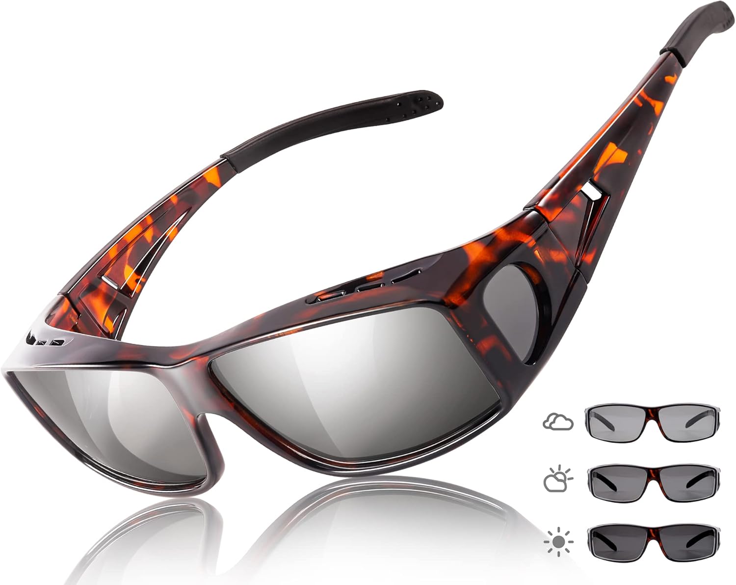 Фотохромные поляризованные солнцезащитные очки LVIOE для активного отдыха на открытом воздухе. Носятся поверх очков с диоптриями. Защита UV400, Red Tortoise Frame Photochromic Polarized Fit Over Sunglasses
Фотохромные поляризованные солнцезащитные очки LVIOE для активного отдыха на открытом воздухе. Носятся поверх очков с диоптриями. Защита UV400, Red Tortoise Frame Photochromic Polarized Fit Over Sunglasses