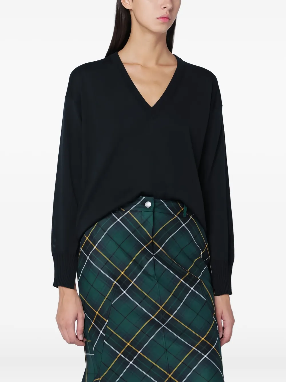 Пуловер с V-образным вырезом и разрезами на манжетах Roberto Collina, синий
Пуловер с V-образным вырезом и разрезами на манжетах Roberto Collina, синий