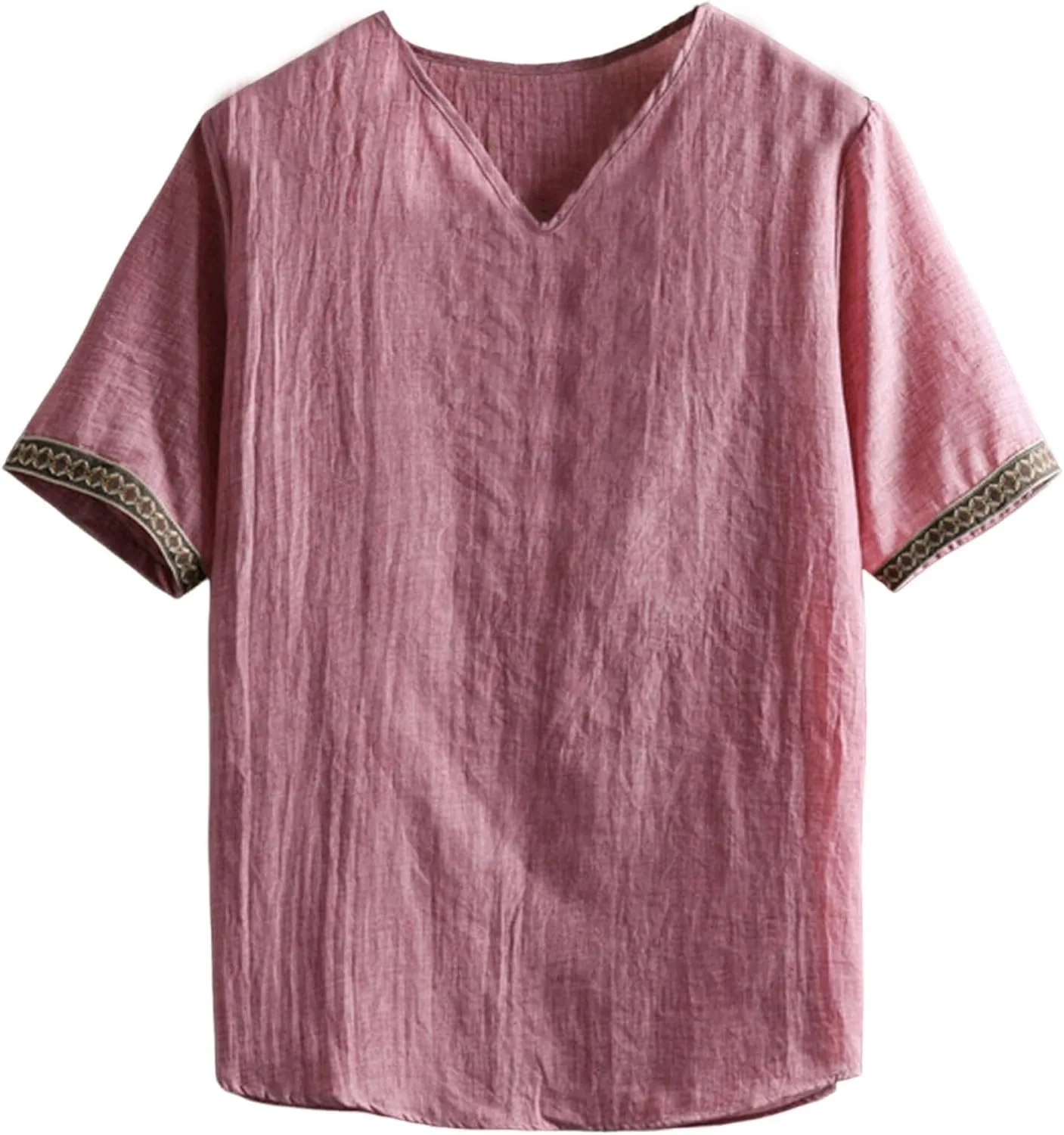 Мужская хлопковая льняная рубашка с коротким рукавом и V-образным вырезом
Мужская хлопковая льняная рубашка с коротким рукавом и V-образным вырезом