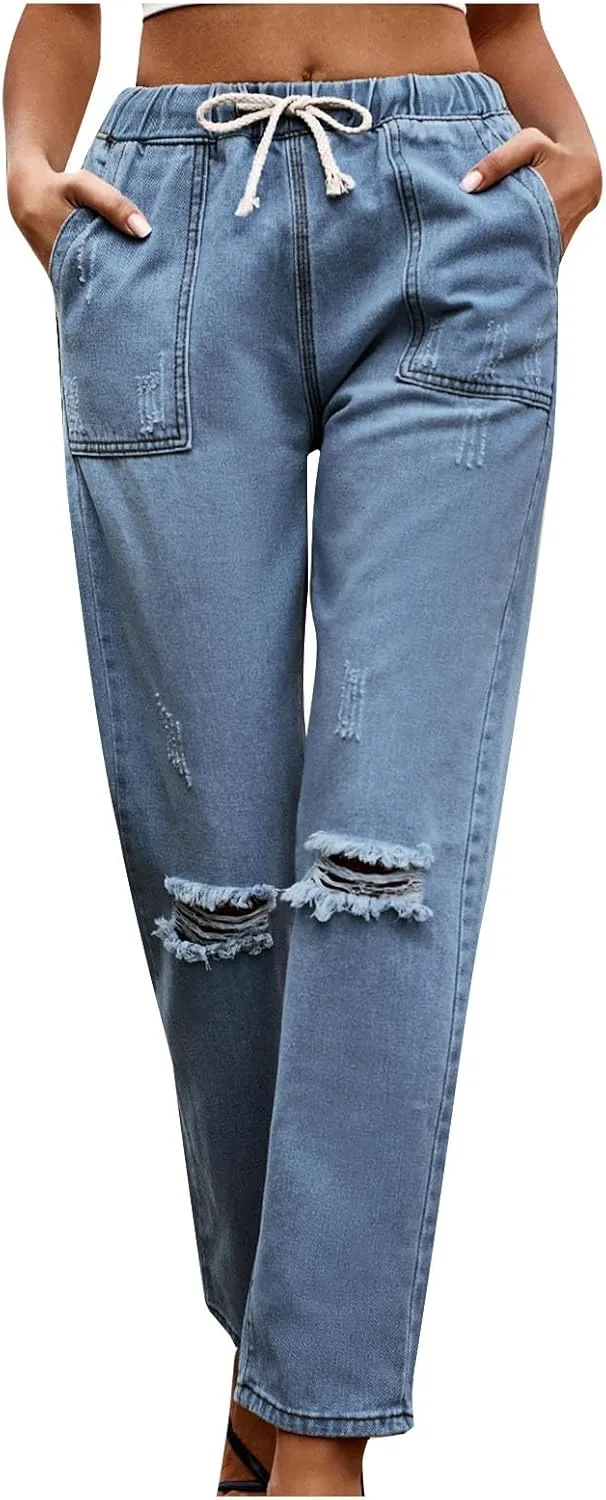 NATHGAM джинсы для женщин рваные distressed деним джоггеры с эластичным шнурком
NATHGAM джинсы для женщин рваные distressed деним джоггеры с эластичным шнурком