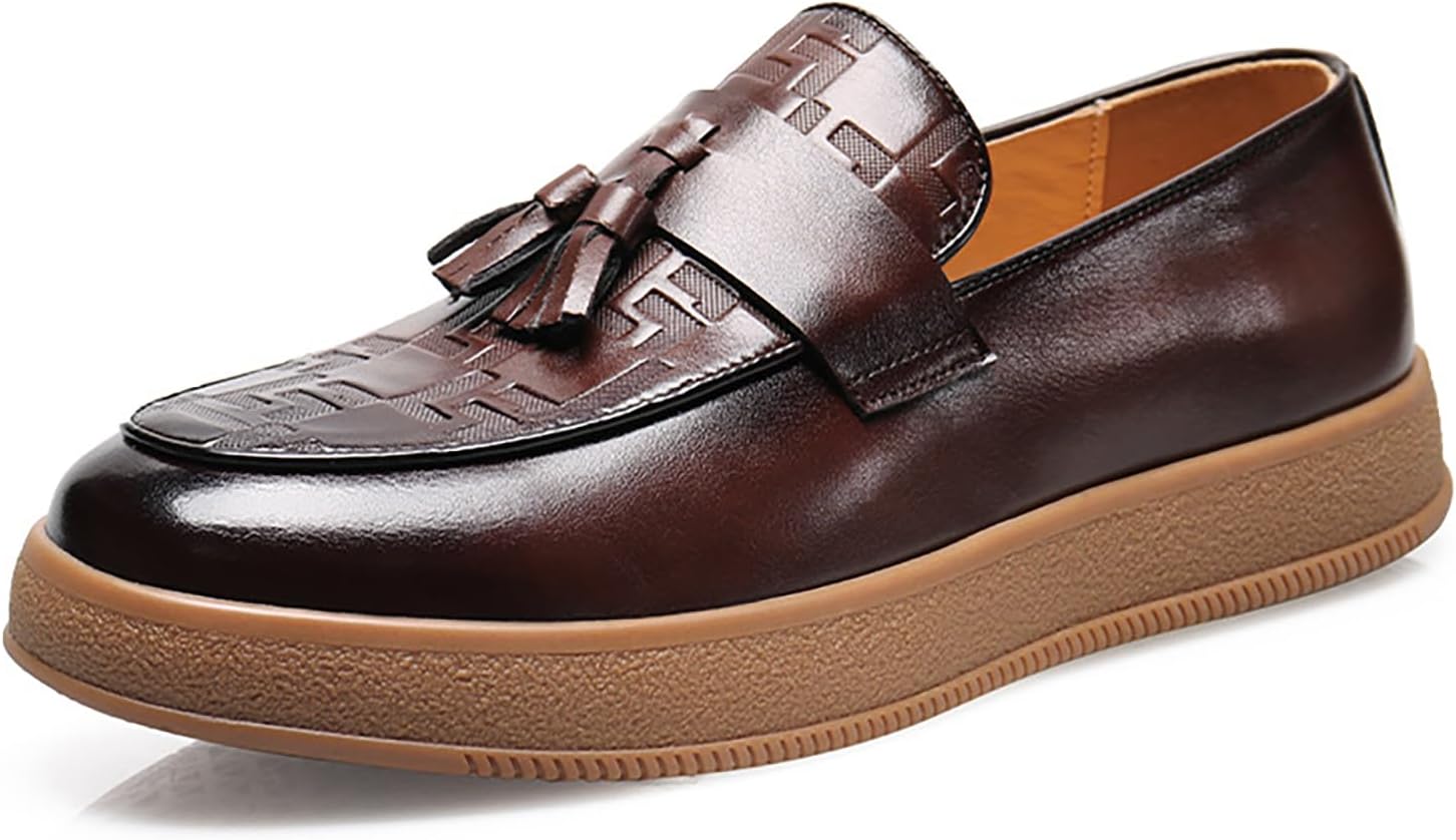 Мужские кожаные лоферы с платформой и кисточками, модные с круглым носком, удобные, противоскользящие, деловые туфли для вечеринок, свадеб и вождения Forevercan, коричневый
Мужские кожаные лоферы с платформой и кисточками, модные с круглым носком, удобные, противоскользящие, деловые туфли для вечеринок, свадеб и вождения Forevercan, коричневый