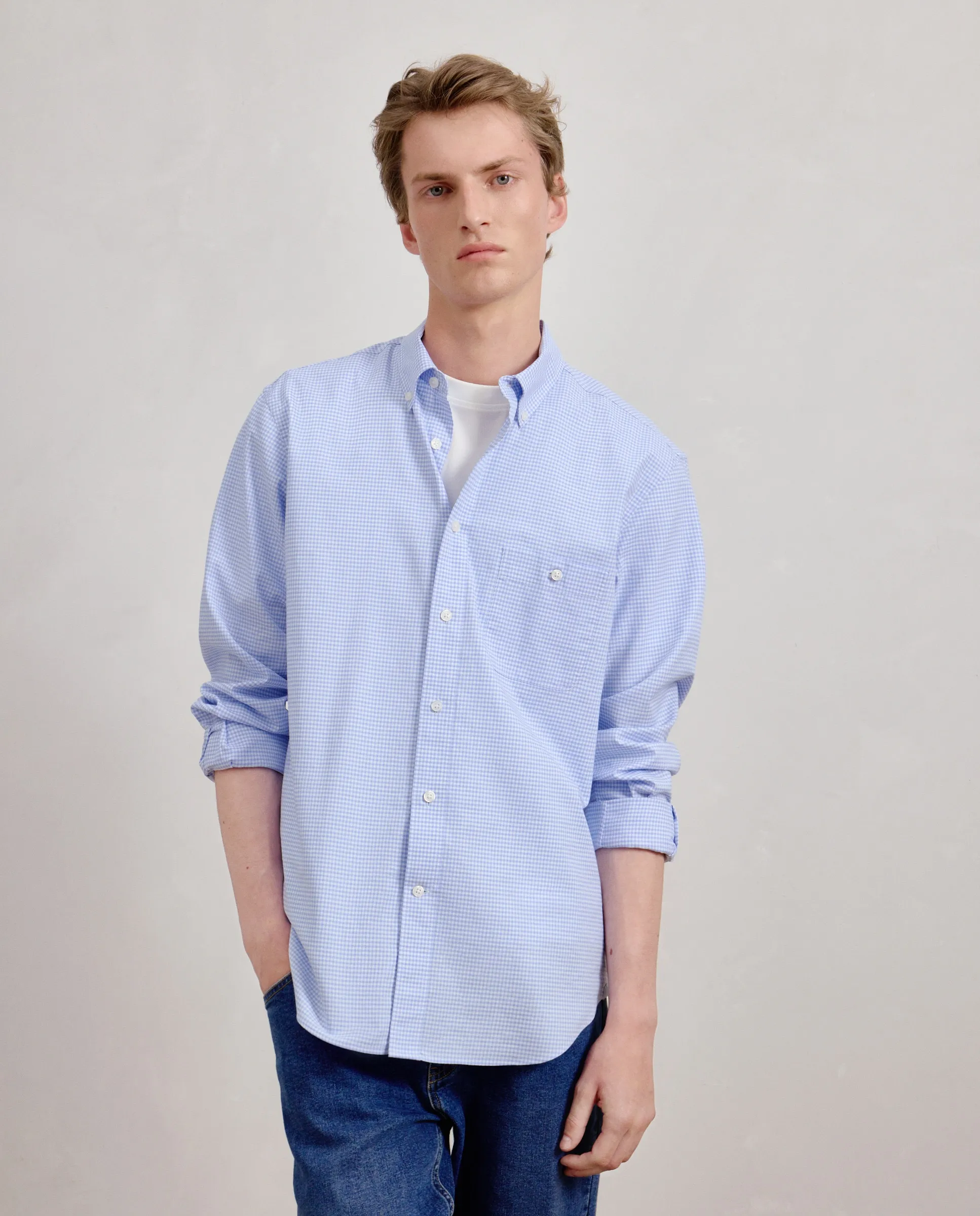 Классическая мужская рубашка с длинным рукавом в клетку виши Dustin, светло-голубой
Классическая мужская рубашка с длинным рукавом в клетку виши Dustin, светло-голубой