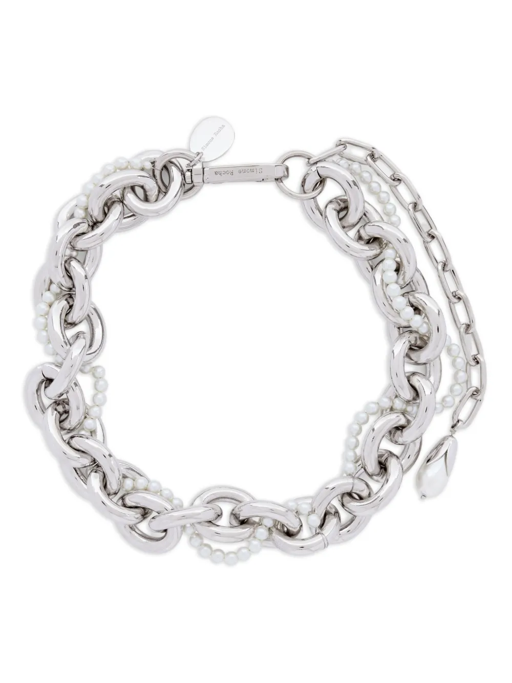 Ожерелье-чокер с цепочкой и жемчугом Simone Rocha, серебряный
