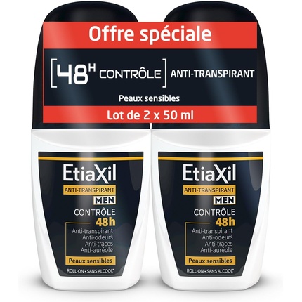 Дезодорант-антиперспирант для мужчин Control 48h Roll-On 50 мл - Упаковка из 2 шт Etiaxil 
Дезодорант-антиперспирант для мужчин Control 48h Roll-On 50 мл - Упаковка из 2 шт Etiaxil