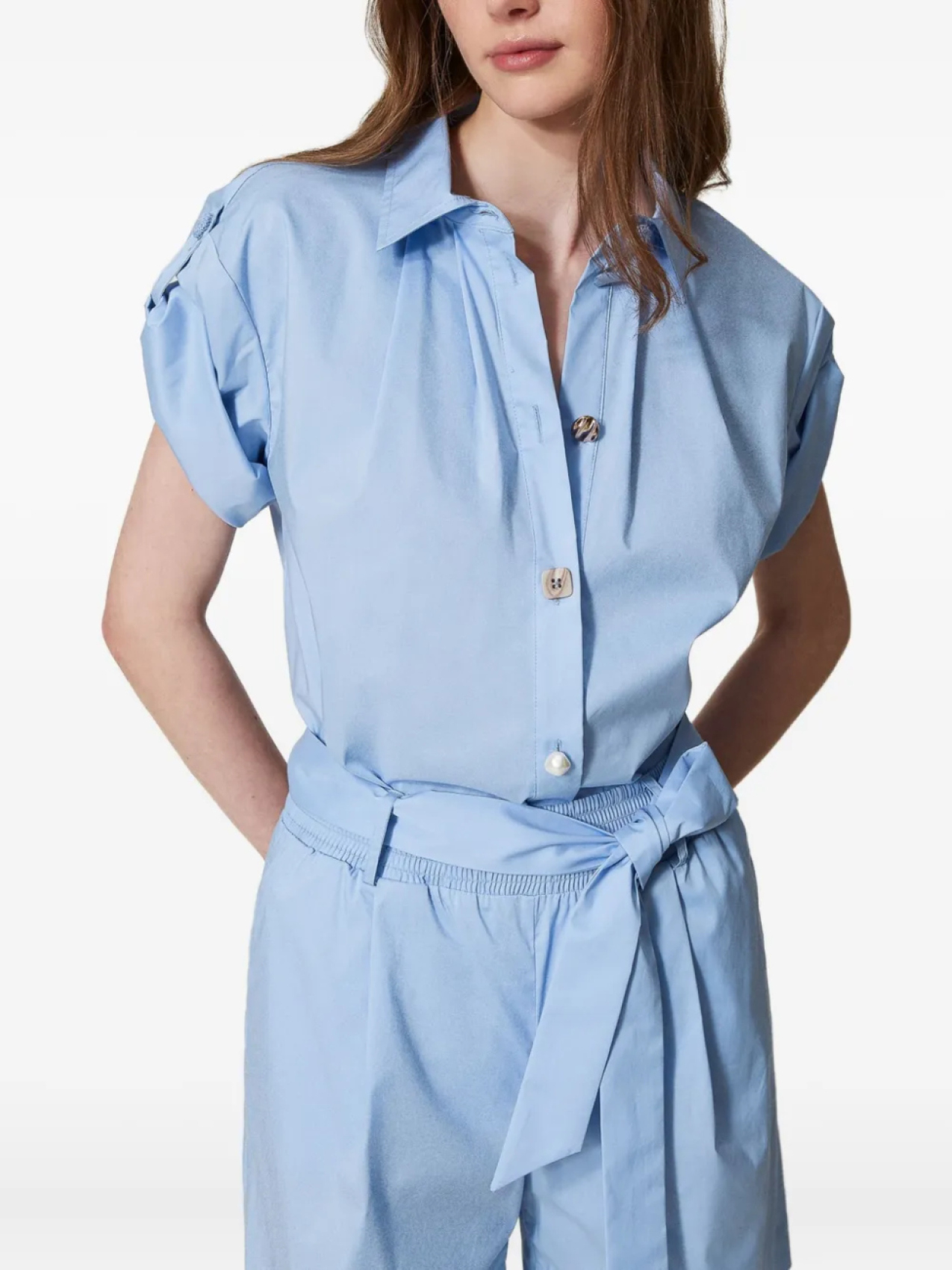 Рубашка с подворотами на рукавах TWINSET, синий 
Рубашка с подворотами на рукавах TWINSET, синий