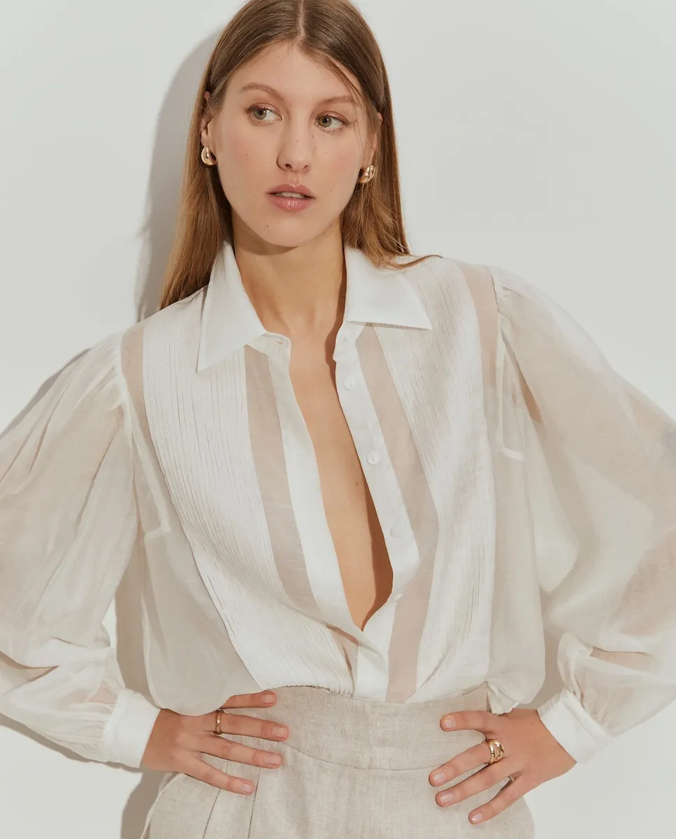 Женская плиссированная блузка из смесового лиоцелла Lion Of Porches, белый
Женская плиссированная блузка из смесового лиоцелла Lion Of Porches, белый