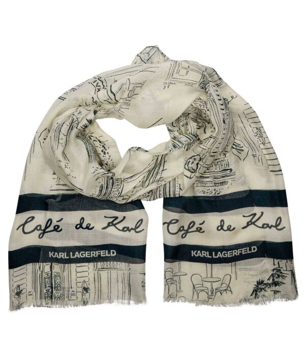 Шарф черный/белый Karl Lagerfeld, белый 
Шарф черный/белый Karl Lagerfeld, белый