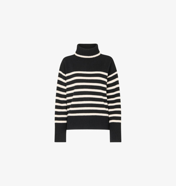 Шерстяной джемпер с полосатым принтом и высоким воротом Whistles, черный
Шерстяной джемпер с полосатым принтом и высоким воротом Whistles, черный
