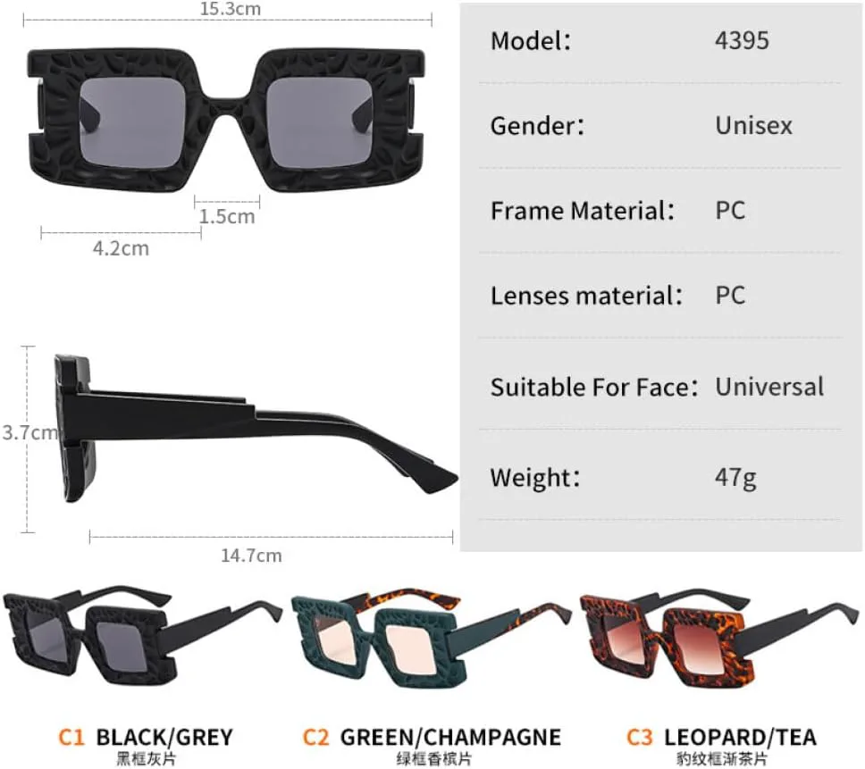 Винтажные большие квадратные солнцезащитные очки для женщин, модные хип-хоп панк солнцезащитные очки для мужчин, стильные очки сине-зеленого цвета MTZJH, Gray Gray
Винтажные большие квадратные солнцезащитные очки для женщин, модные хип-хоп панк солнцезащитные очки для мужчин, стильные очки сине-зеленого цвета MTZJH, Gray Gray