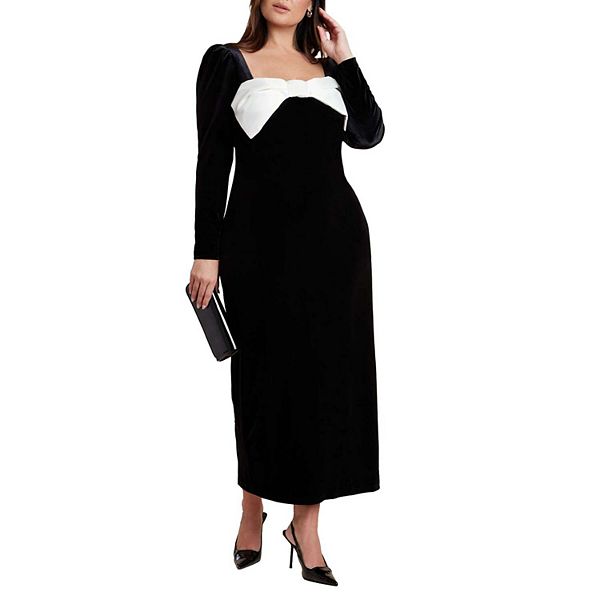 Женское платье макси из бархата с бантом plus size Eloquii
Женское платье макси из бархата с бантом plus size Eloquii