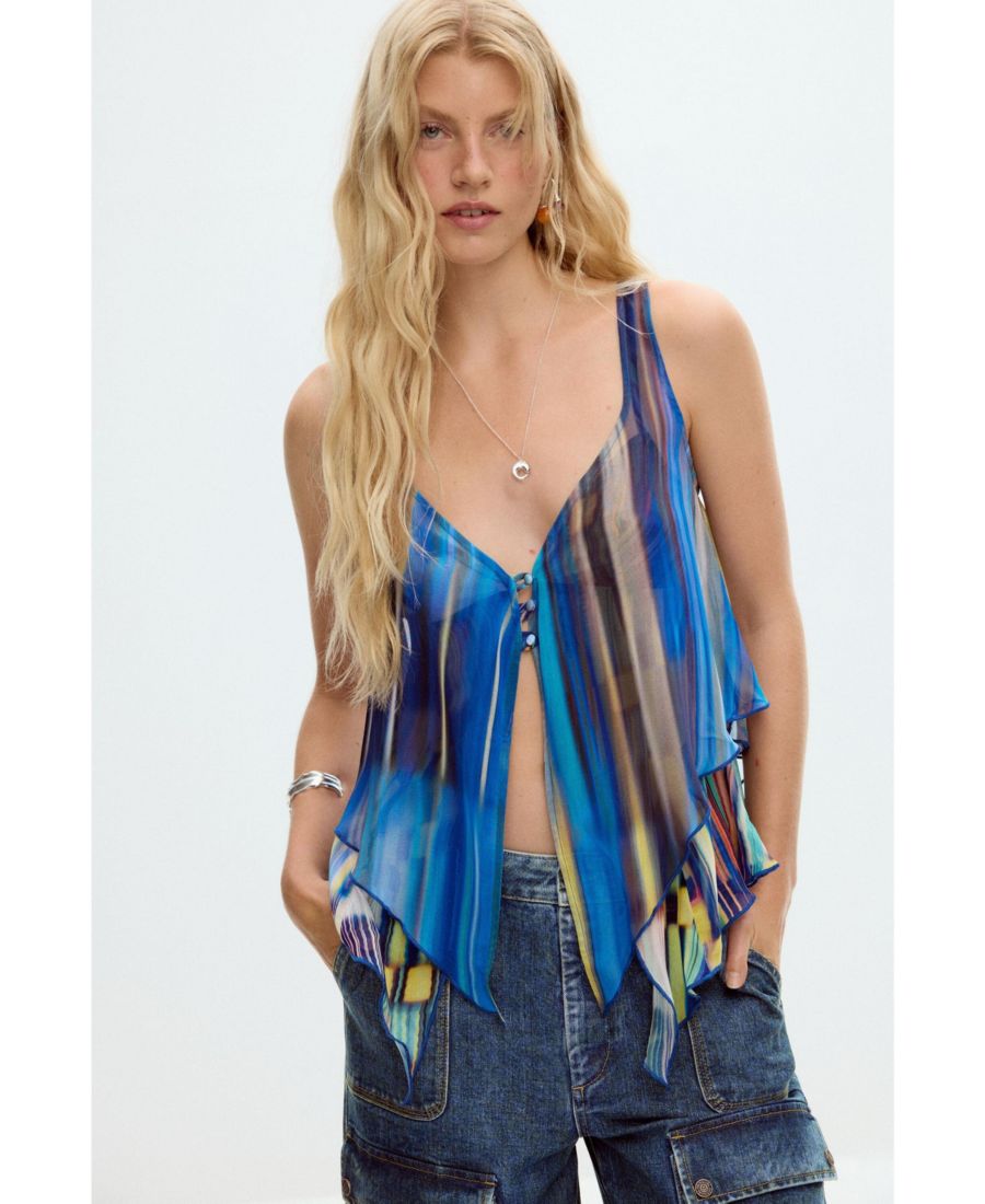 Женская блузка на бретелях с застежкой Desigual, Blue
Женская блузка на бретелях с застежкой Desigual, Blue