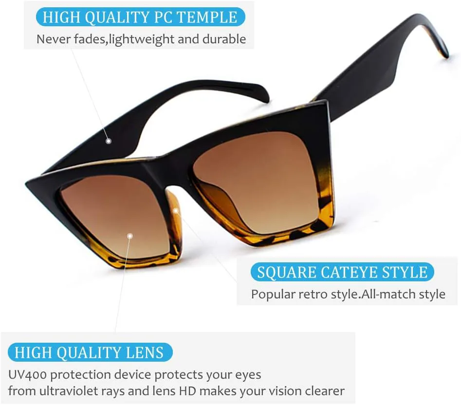 Солнцезащитные очки BOJOD Square Cat Eye для женщин, модные винтажные солнцезащитные очки в форме «кошачьих глаз», черные, B:black Leopard Frame Brown Lens
Солнцезащитные очки BOJOD Square Cat Eye для женщин, модные винтажные солнцезащитные очки в форме «кошачьих глаз», черные, B:black Leopard Frame Brown Lens