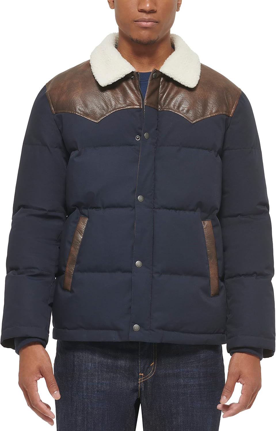 Мужская стеганая куртка Levi's Out West из смешанной ткани, Navy Puffer
Мужская стеганая куртка Levi's Out West из смешанной ткани, Navy Puffer