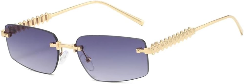 Роскошные безрамочные солнцезащитные очки для женщин с градиентным переходом цвета, ретро-дизайн дужек с заклепками, простые повседневные мужские очки с защитой от УФ-излучения UV400 SZVVBKK, Golden Grey
Роскошные безрамочные солнцезащитные очки для женщин с градиентным переходом цвета, ретро-дизайн дужек с заклепками, простые повседневные мужские очки с защитой от УФ-излучения UV400 SZVVBKK, Golden Grey