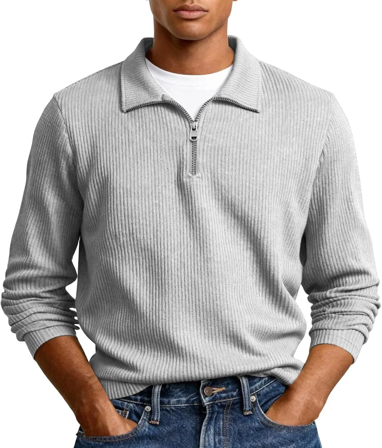 Толстовка-полузип для мужчин с длинным рукавом, вязаная, с лацканом, Slim Fit
Толстовка-полузип для мужчин с длинным рукавом, вязаная, с лацканом, Slim Fit