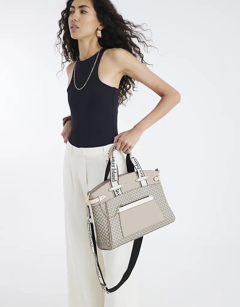 Сумка-шоппер River Island с плетеными ручками из тесьмы бежево-темного цвета 
Сумка-шоппер River Island с плетеными ручками из тесьмы бежево-темного цвета