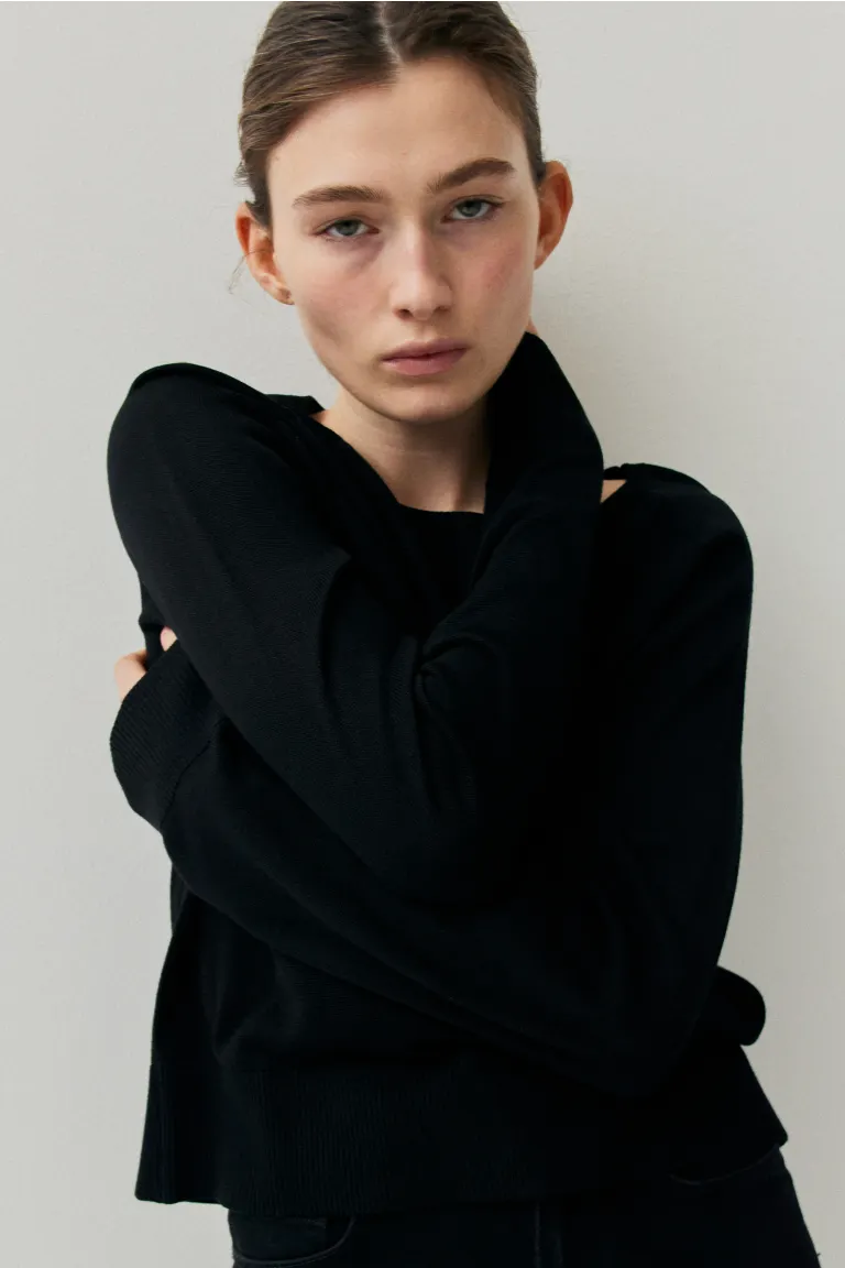 Свитер тонкой вязки H&M, черный
Свитер тонкой вязки H&M, черный