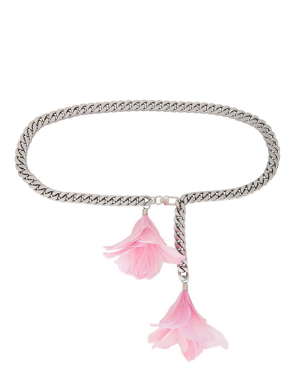 Feather Flower Detail Chunky Chain Ремень David Koma, Pink & Silver
Feather Flower Detail Chunky Chain Ремень David Koma, Pink & Silver
