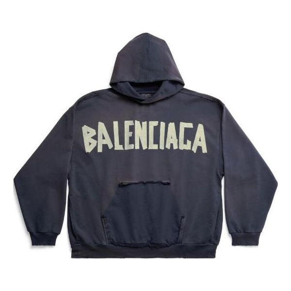 Толстовка tape type ripped pocket hoodie oversized 'navy blue' Balenciaga, синий 
Толстовка tape type ripped pocket hoodie oversized 'navy blue' Balenciaga, синий
