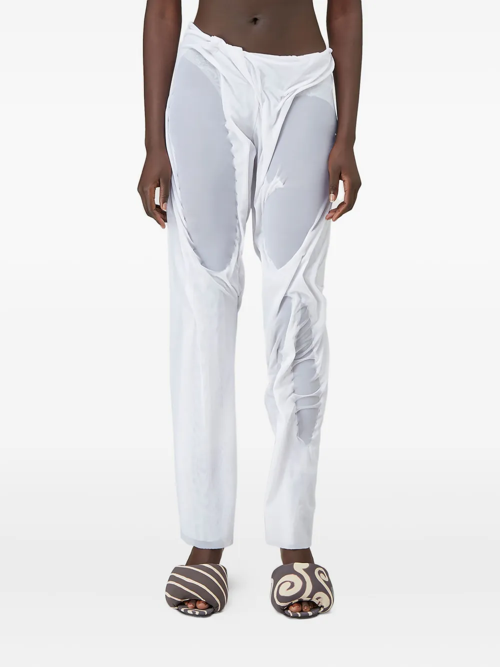 Брюки с эффектом мокрого блеска и сборками Di Petsa, белый
Брюки с эффектом мокрого блеска и сборками Di Petsa, белый