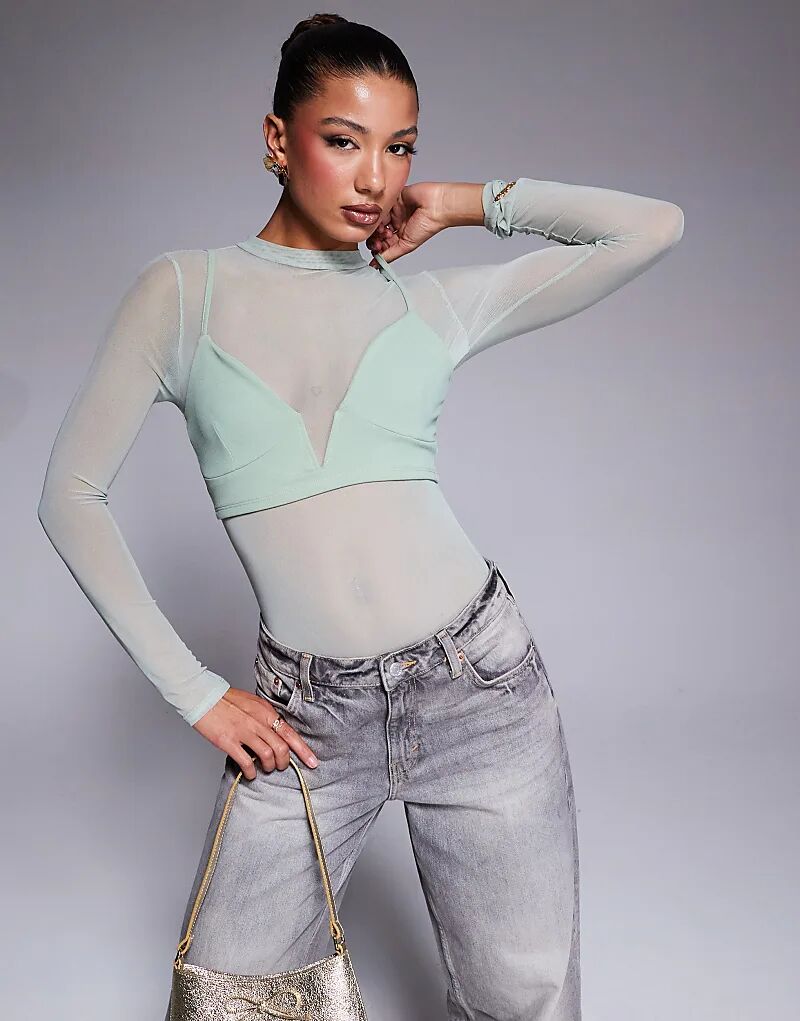 Многослойный сетчатый боди с глубоким вырезом в цвете шалфея ASOS DESIGN
Многослойный сетчатый боди с глубоким вырезом в цвете шалфея ASOS DESIGN