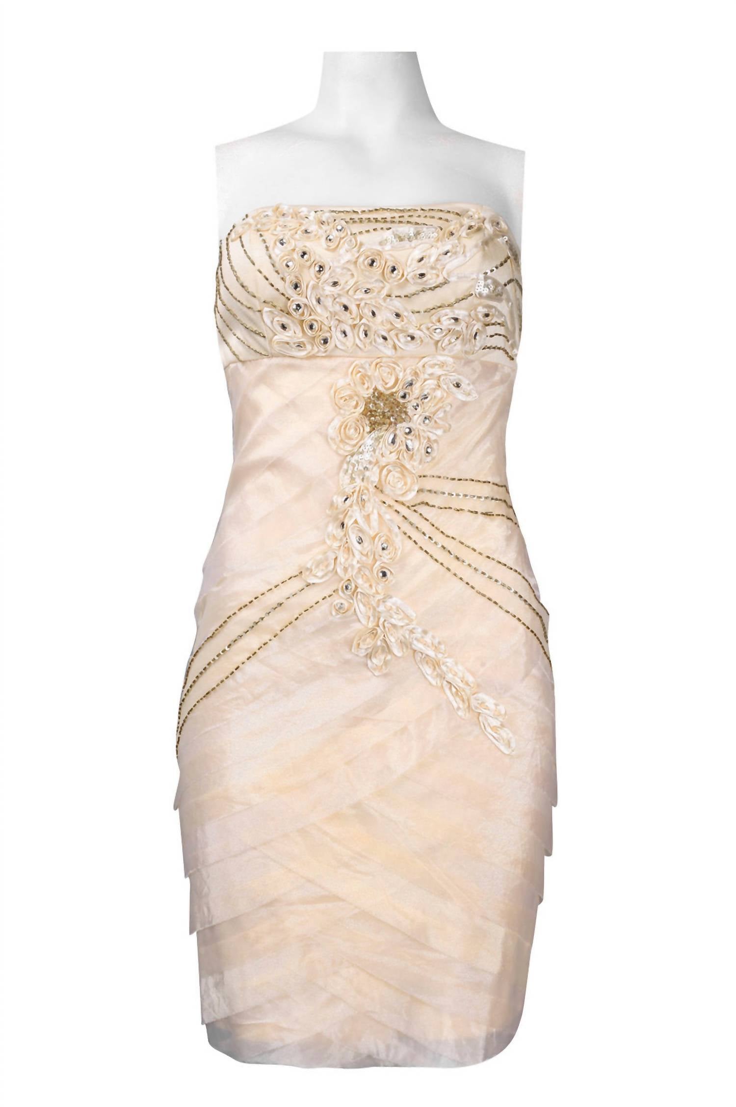 Платье без бретелек с аппликацией из лент и бисера цвета шампанского Suewong, цвет champagne
Платье без бретелек с аппликацией из лент и бисера цвета шампанского Suewong, цвет champagne