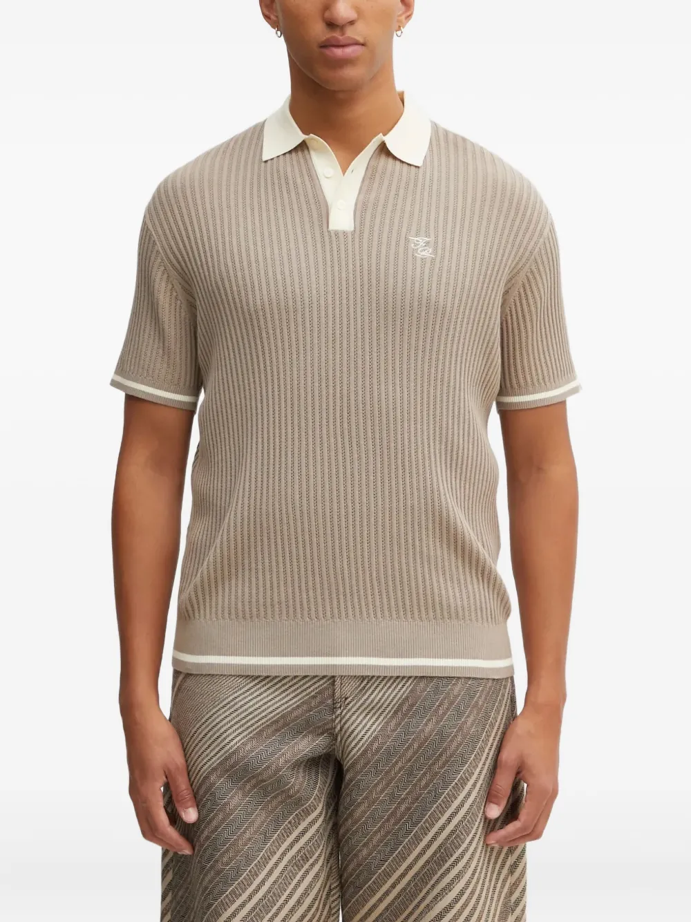 Рубашка-поло в рубчик с вышивкой Filling Pieces, бежевый
Рубашка-поло в рубчик с вышивкой Filling Pieces, бежевый