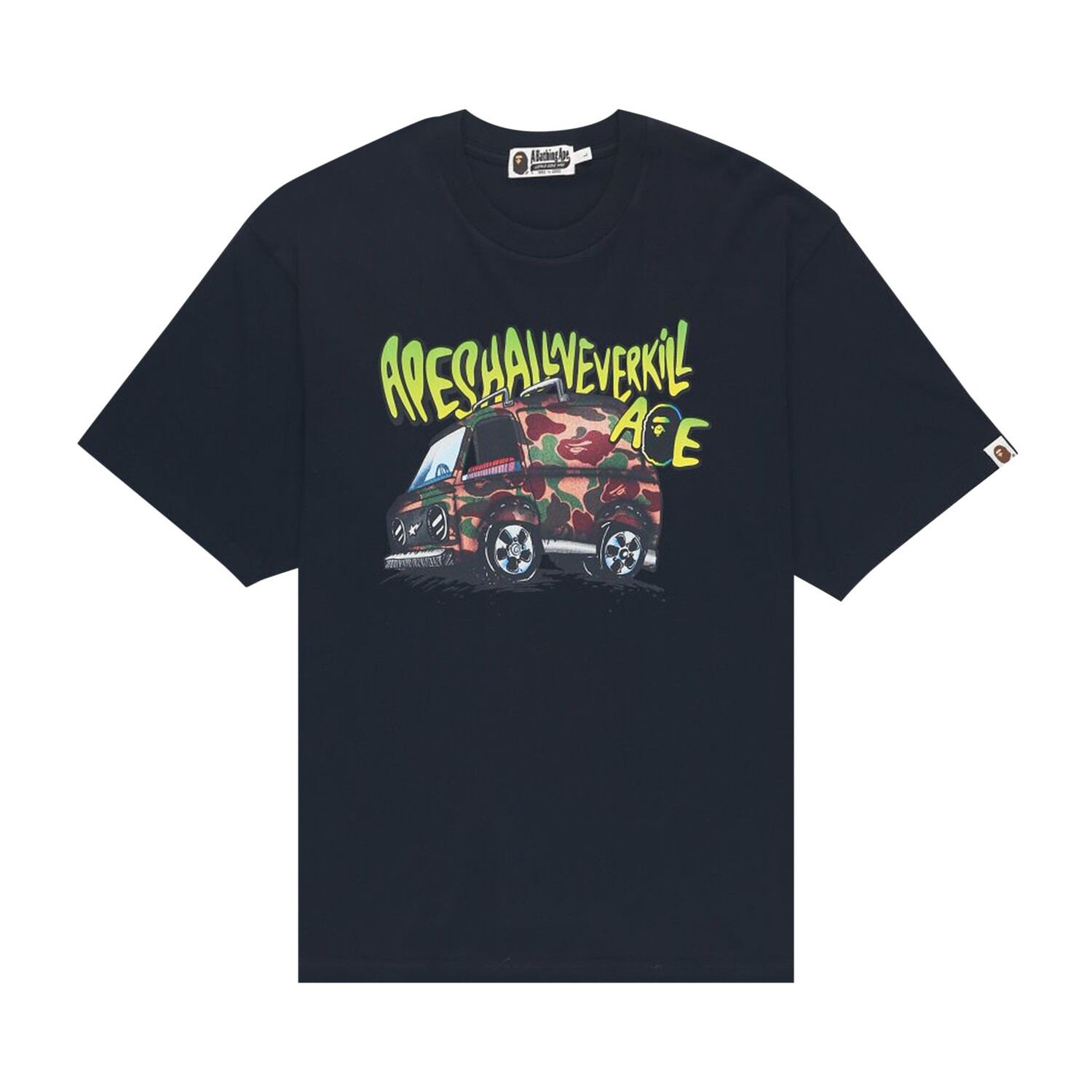 Футболка с рисунком автомобиля BAPE, черная
Футболка с рисунком автомобиля BAPE, черная