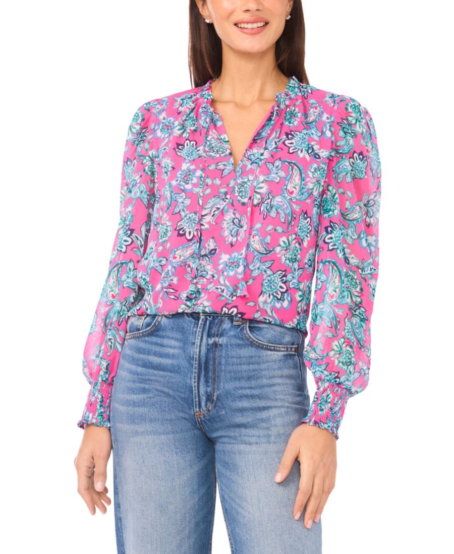 Женская блузка с длинными рукавами и присборенными манжетами и оборками CeCe, Legacy Pink
Женская блузка с длинными рукавами и присборенными манжетами и оборками CeCe, Legacy Pink