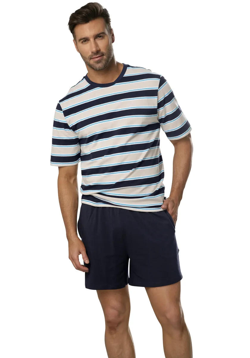 H.I.S Пижама (2 шт., 1 шт.), в красивом полосатом исполнении, голубой 
H.I.S Пижама (2 шт., 1 шт.), в красивом полосатом исполнении, голубой