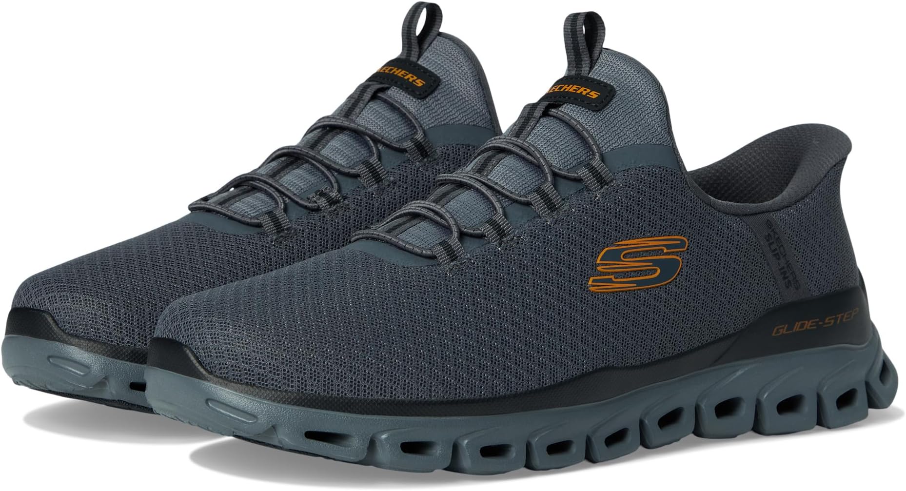 Кроссовки SKECHERS Glide-Step Noxus Hands Free Slip-in, цвет Charcoal/Orange 
Кроссовки SKECHERS Glide-Step Noxus Hands Free Slip-in, цвет Charcoal/Orange