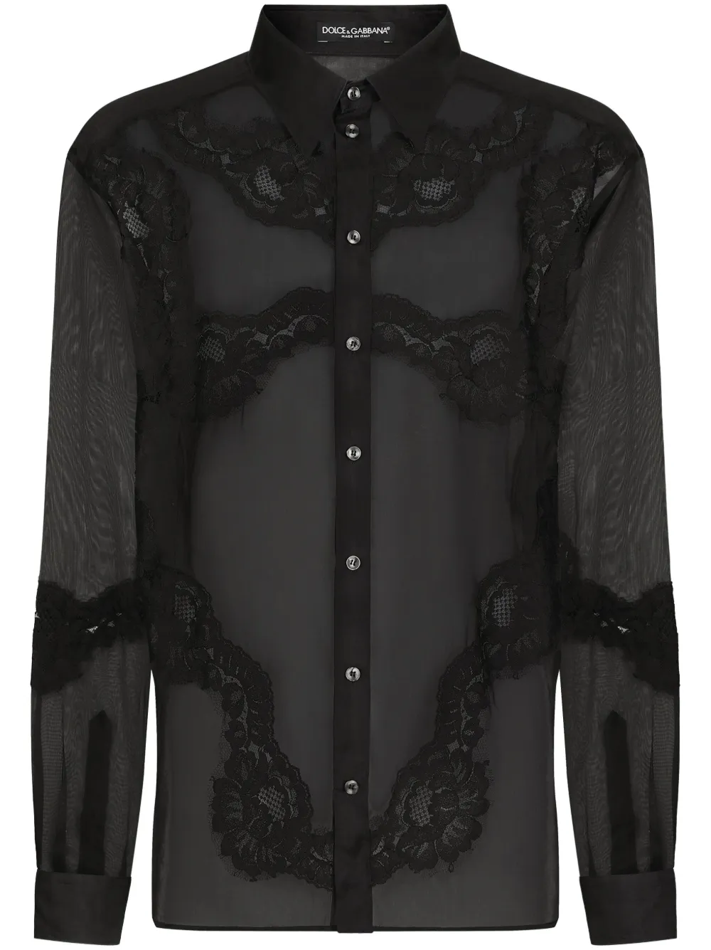 Прозрачная рубашка из органзы с кружевом DOLCE & GABBANA, черный
Прозрачная рубашка из органзы с кружевом DOLCE & GABBANA, черный