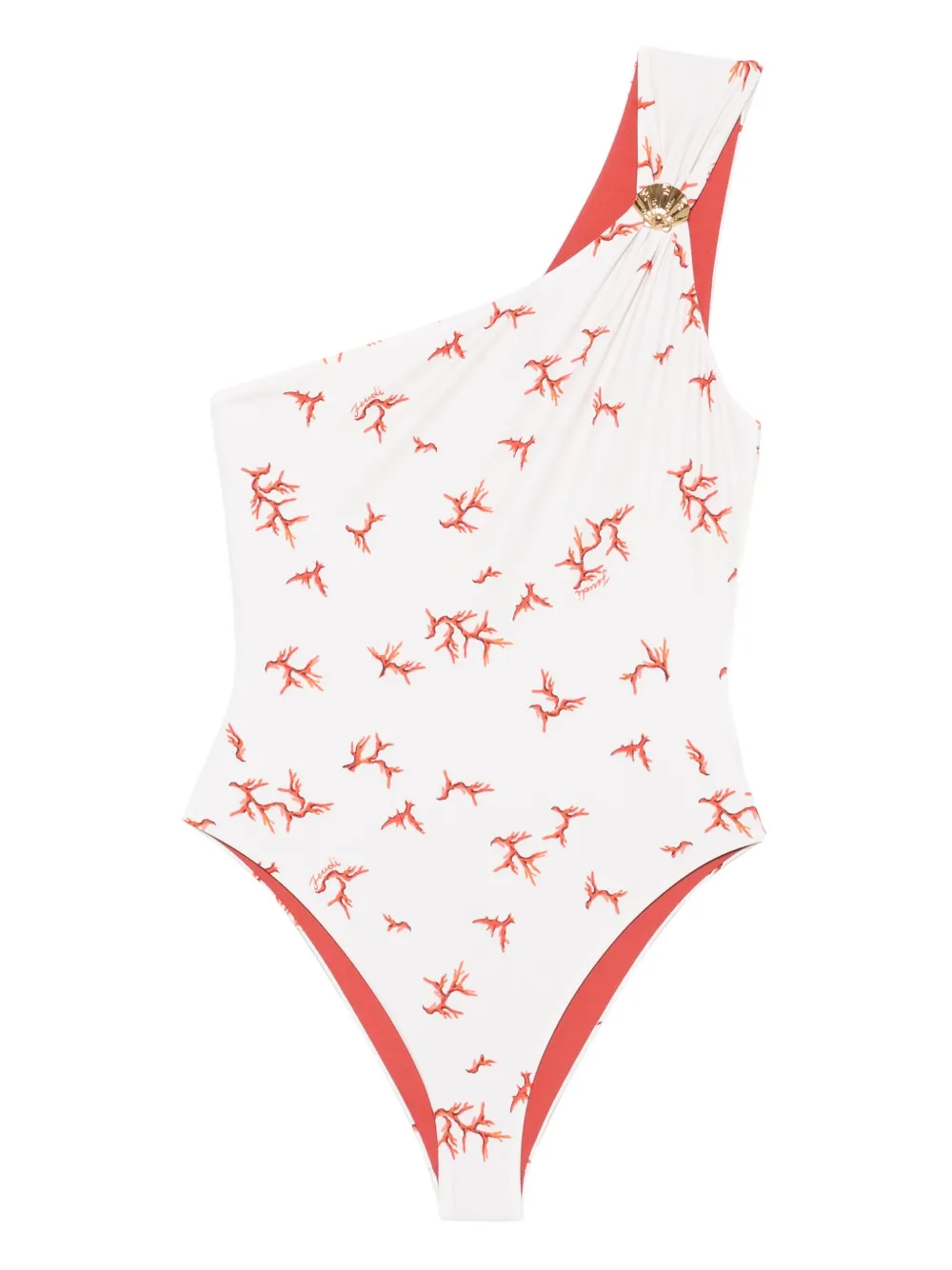 Купальник на одно плечо FENDI, нейтральный 
Купальник на одно плечо FENDI, нейтральный