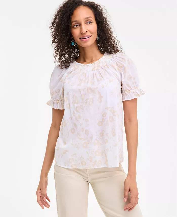 Женский хлопковый топ с принтом, контрастной строчкой и рукавами-фонариками Style & Co, белый
Женский хлопковый топ с принтом, контрастной строчкой и рукавами-фонариками Style & Co, белый