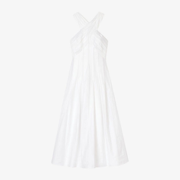 Платье Sandro с расклешенной юбкой, белый 
Платье Sandro с расклешенной юбкой, белый