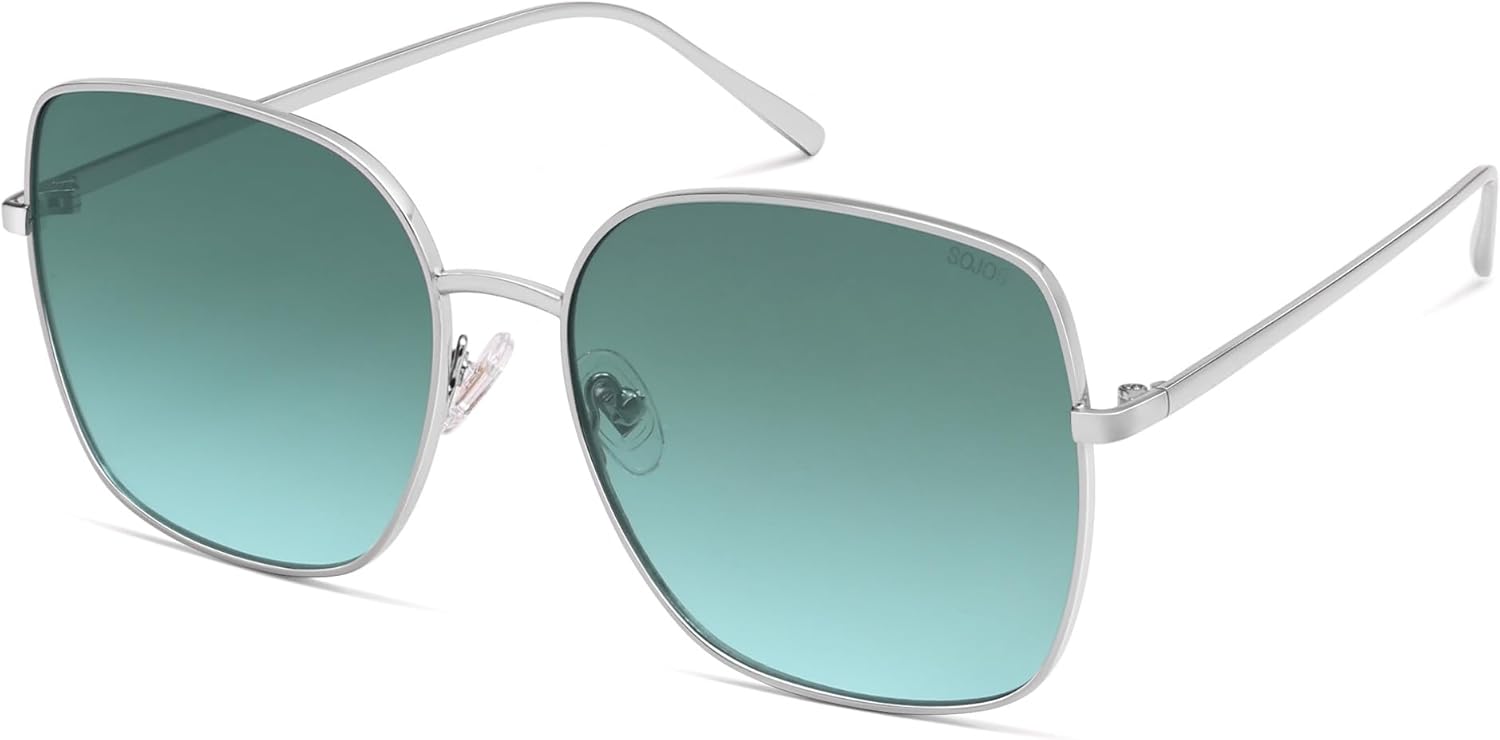 SOJOS Модные солнцезащитные очки большого размера в квадратной металлической оправе для женщин и мужчин, ретро-стиль, большие плоские линзы, защита от УФ-излучения, SJ1146, Silver/Bluish-green Grading
SOJOS Модные солнцезащитные очки большого размера в квадратной металлической оправе для женщин и мужчин, ретро-стиль, большие плоские линзы, защита от УФ-излучения, SJ1146, Silver/Bluish-green Grading
