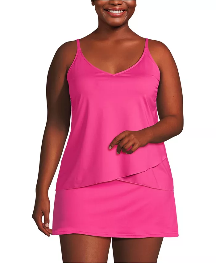 Топ танкини с тюльпановым подолом больших размеров Lands' End, розовый
Топ танкини с тюльпановым подолом больших размеров Lands' End, розовый